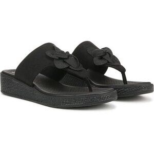 BZees Women’s Bloom Flip-Flop – Black Stretch Linen, Size 8.5M